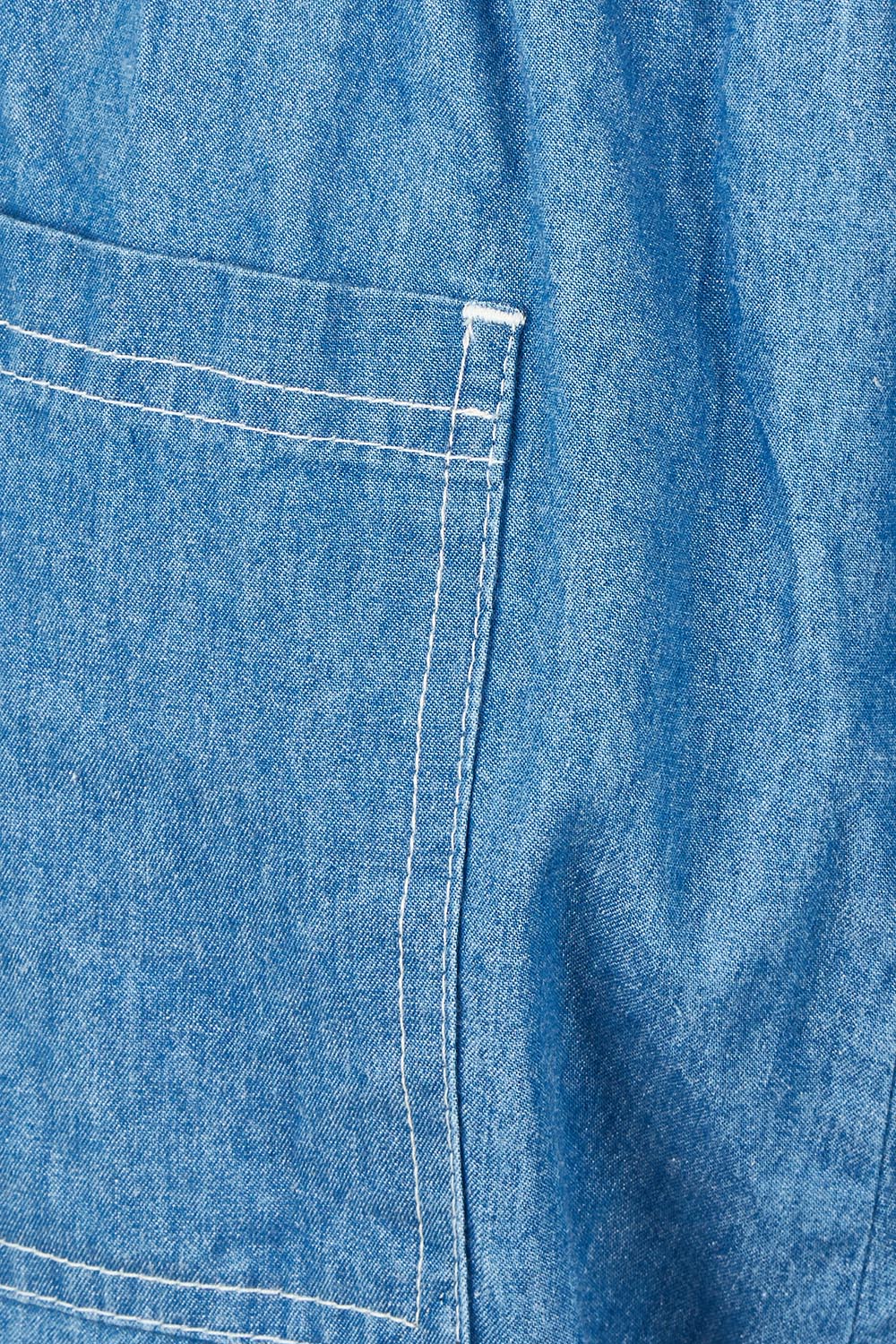 Product shot of the Summer Daze Denim Pull On 3/4 Pant in colour Denim (Blue), detail