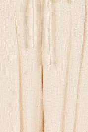 Product shot of the Summer Daze Pull On Linen Blend Knit Pant – Sand in colour Sand, showing detail