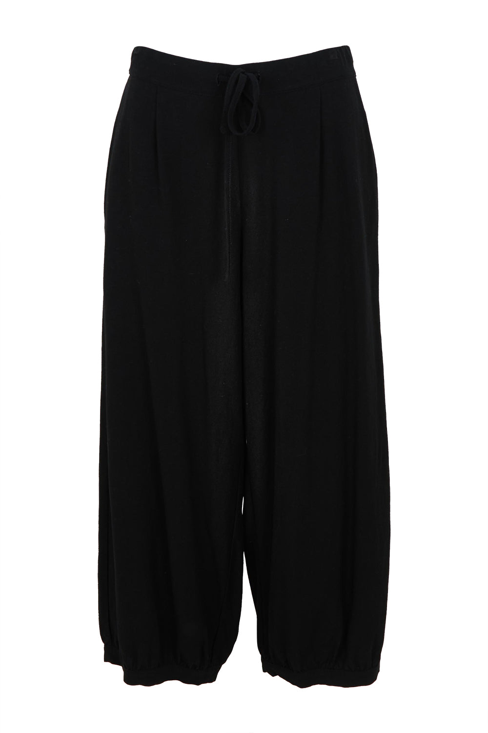 Product shot of the Summer Daze Linen Blend Pull On 3/4 Pant in colour Black (Black), from the front