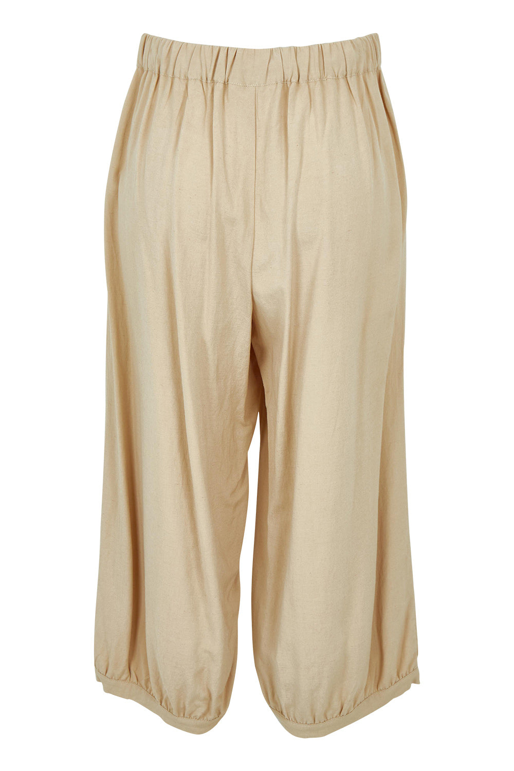 Product shot of the Summer Daze Linen Blend Pull On 3/4 Pant in colour Sand, from the back