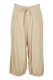 Product shot of the Summer Daze Linen Blend Pull On 3/4 Pant in colour Sand, from the front