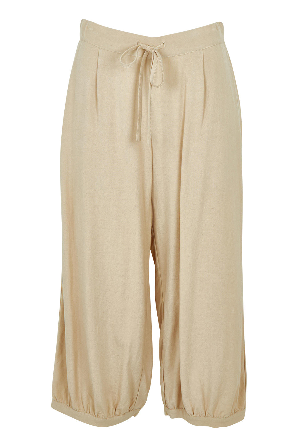 Product shot of the Summer Daze Linen Blend Pull On 3/4 Pant in colour Sand, from the front
