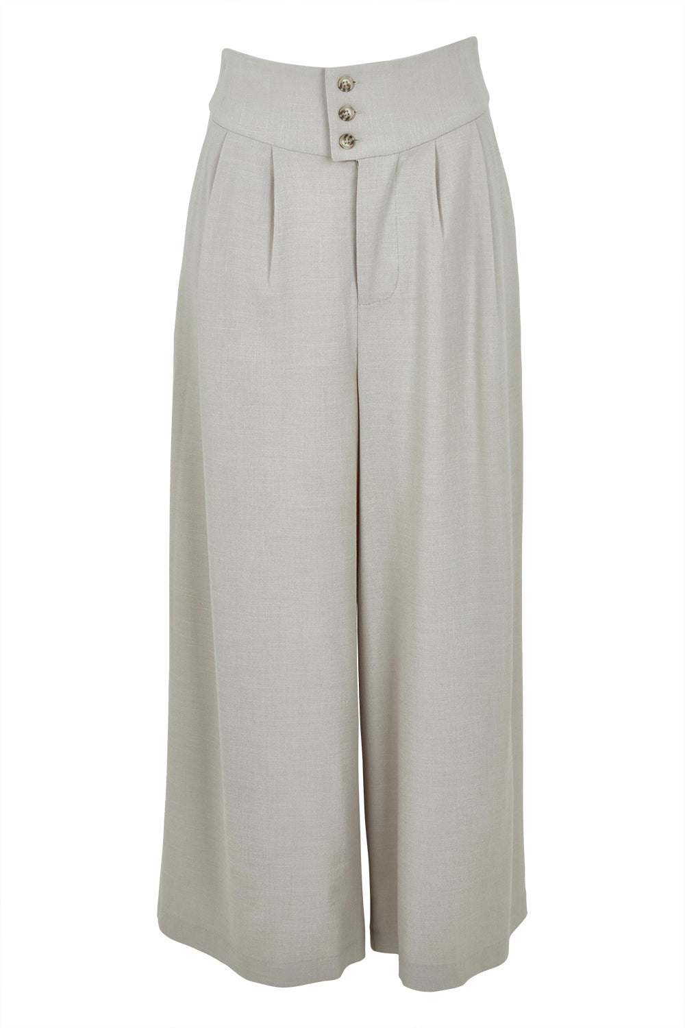 Product shot of the All The Feels High Waisted Wide Leg Pants in colour Rock, from the front