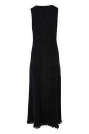 Product shot of the Feeling Mighty Fine Fringe Hem Knit Maxi Dress in colour Black (Black), from the back