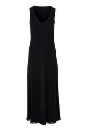 Product shot of the Feeling Mighty Fine Fringe Hem Knit Maxi Dress in colour Black (Black), from the front
