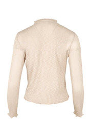 Product shot of the Super Fine Summer Ruffle Cardi in colour Natmarl, from the back