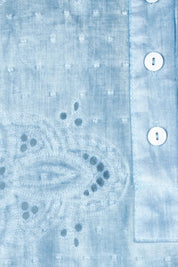 Product shot of the Cool Ease Embroidered Cotton Shirt in colour Denim (Blue), detail