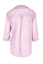 Product shot of the Cool Ease Embroidered Cotton Shirt – Grape in colour Grape, from the back