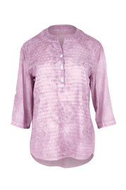 Product shot of the Cool Ease Embroidered Cotton Shirt – Grape in colour Grape, from the front