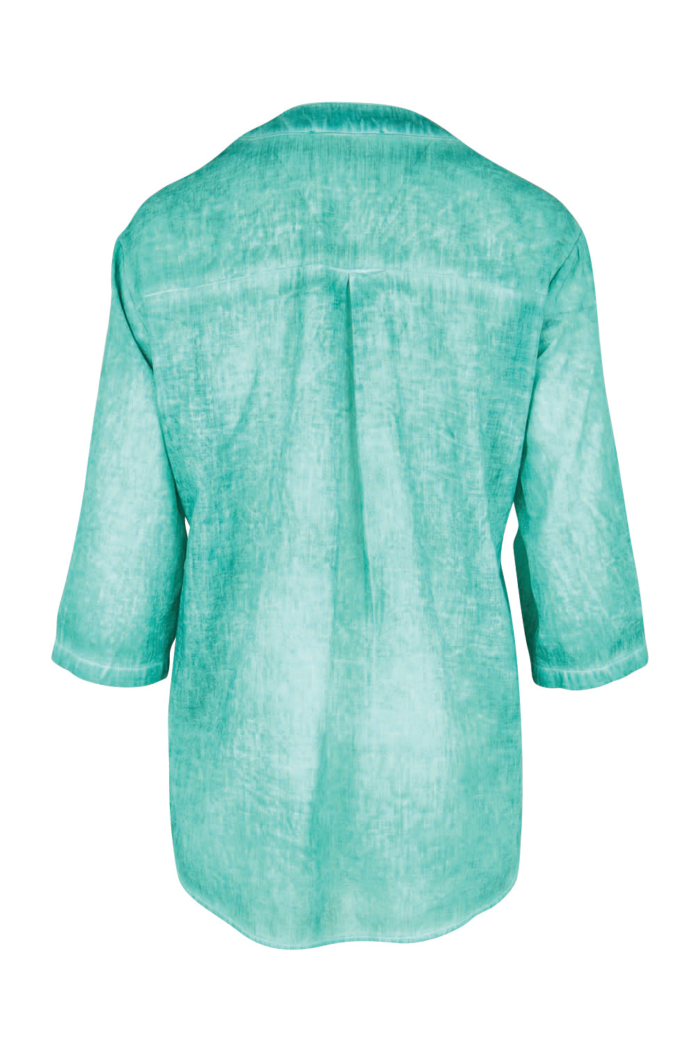Product shot of the Cool Ease Embroidered Cotton Shirt – Lagoon in colour Lagoon, from the back