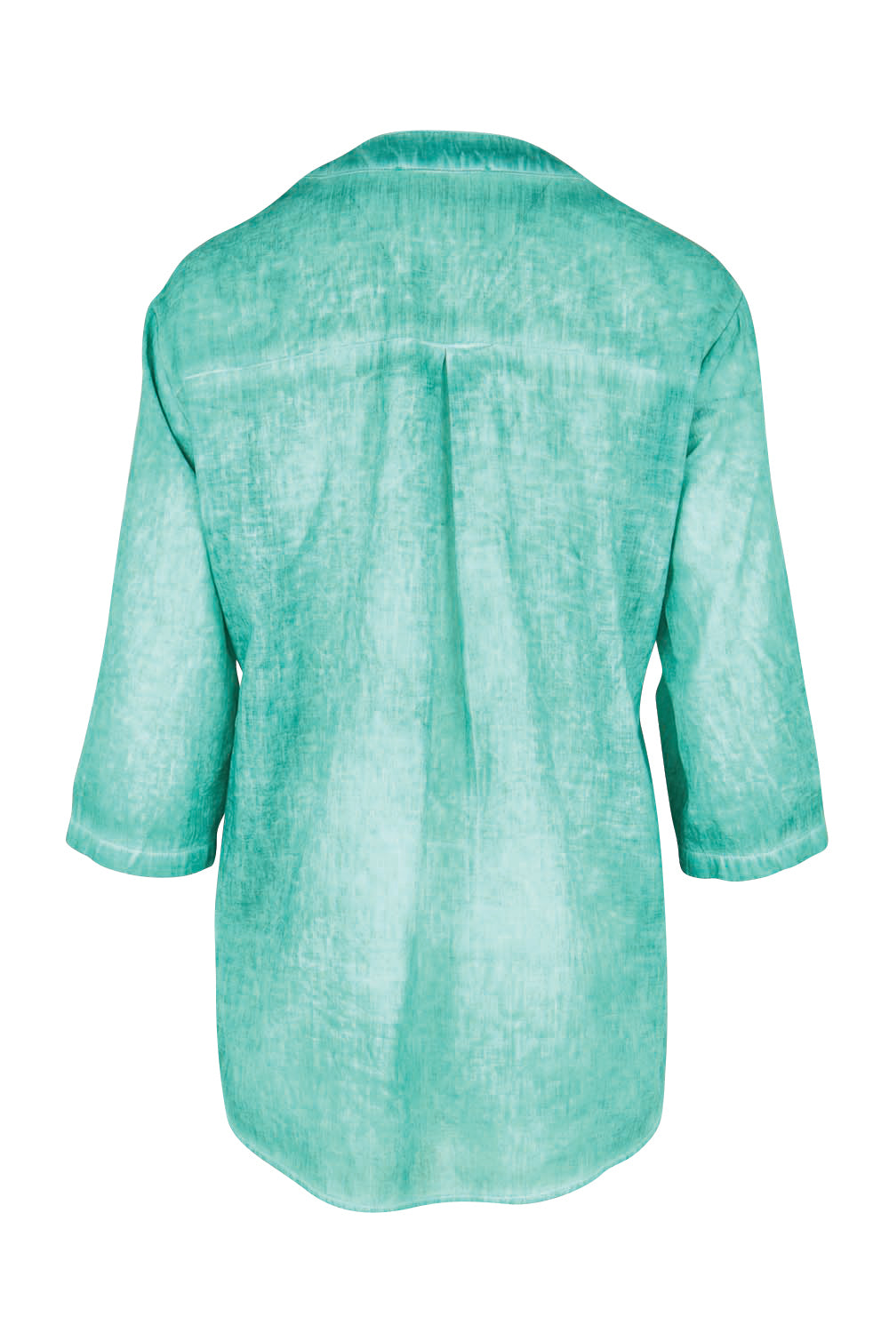 Product shot of the Cool Ease Embroidered Cotton Shirt – Lagoon in colour Lagoon, from the back