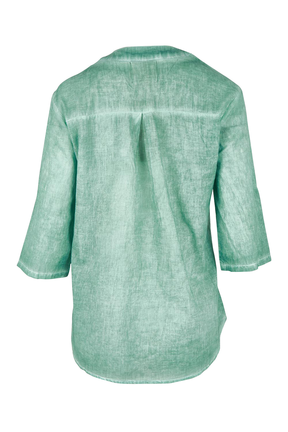 Product shot of the Cool Ease Embroidered Cotton Shirt in colour Mint (Green), from the back