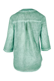 Product shot of the Cool Ease Embroidered Cotton Shirt in colour Mint (Green), from the back