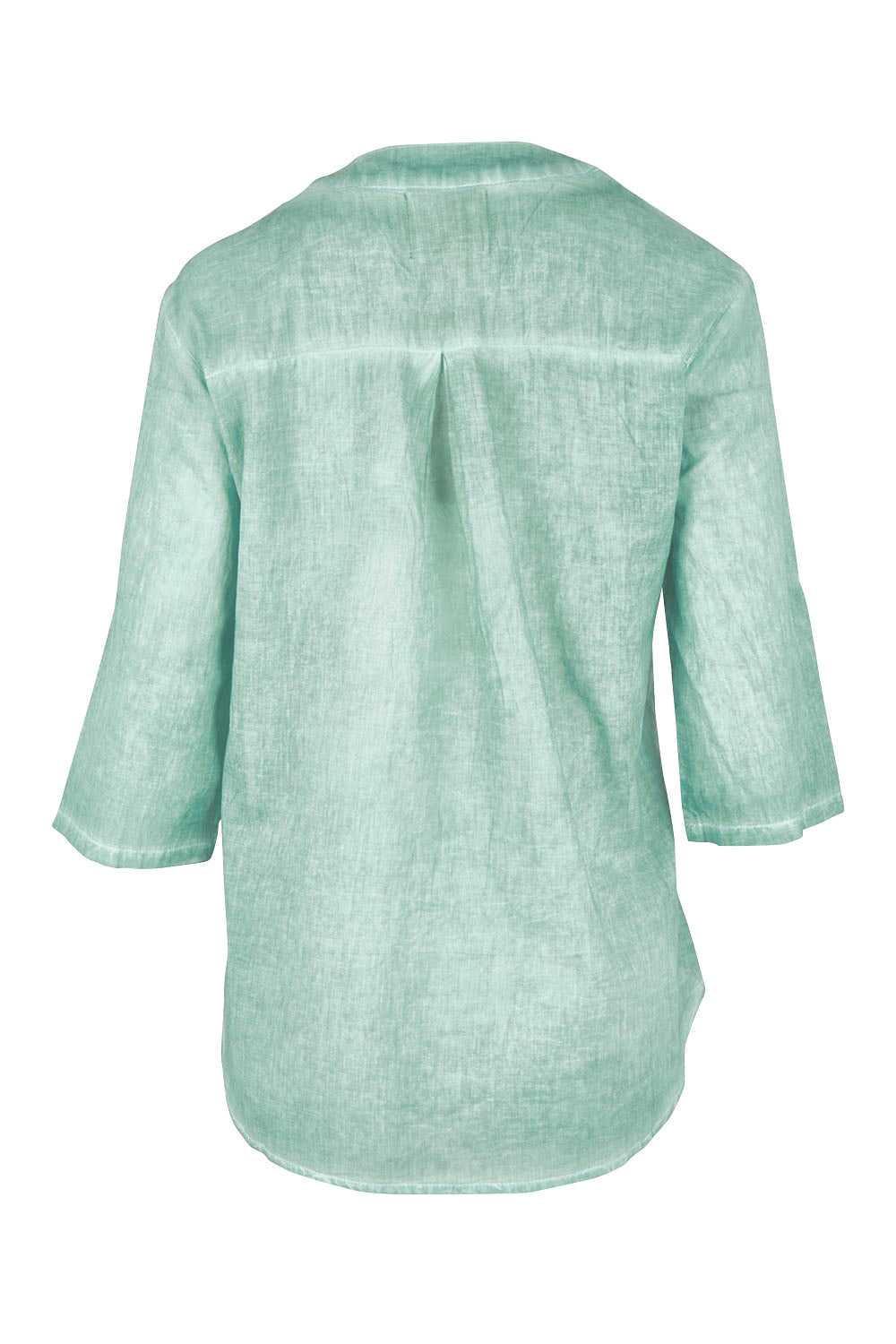 Product shot of the Cool Ease Embroidered Cotton Shirt – Mint in colour Mint, from the back
