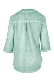 Product shot of the Cool Ease Embroidered Cotton Shirt – Mint in colour Mint, from the back