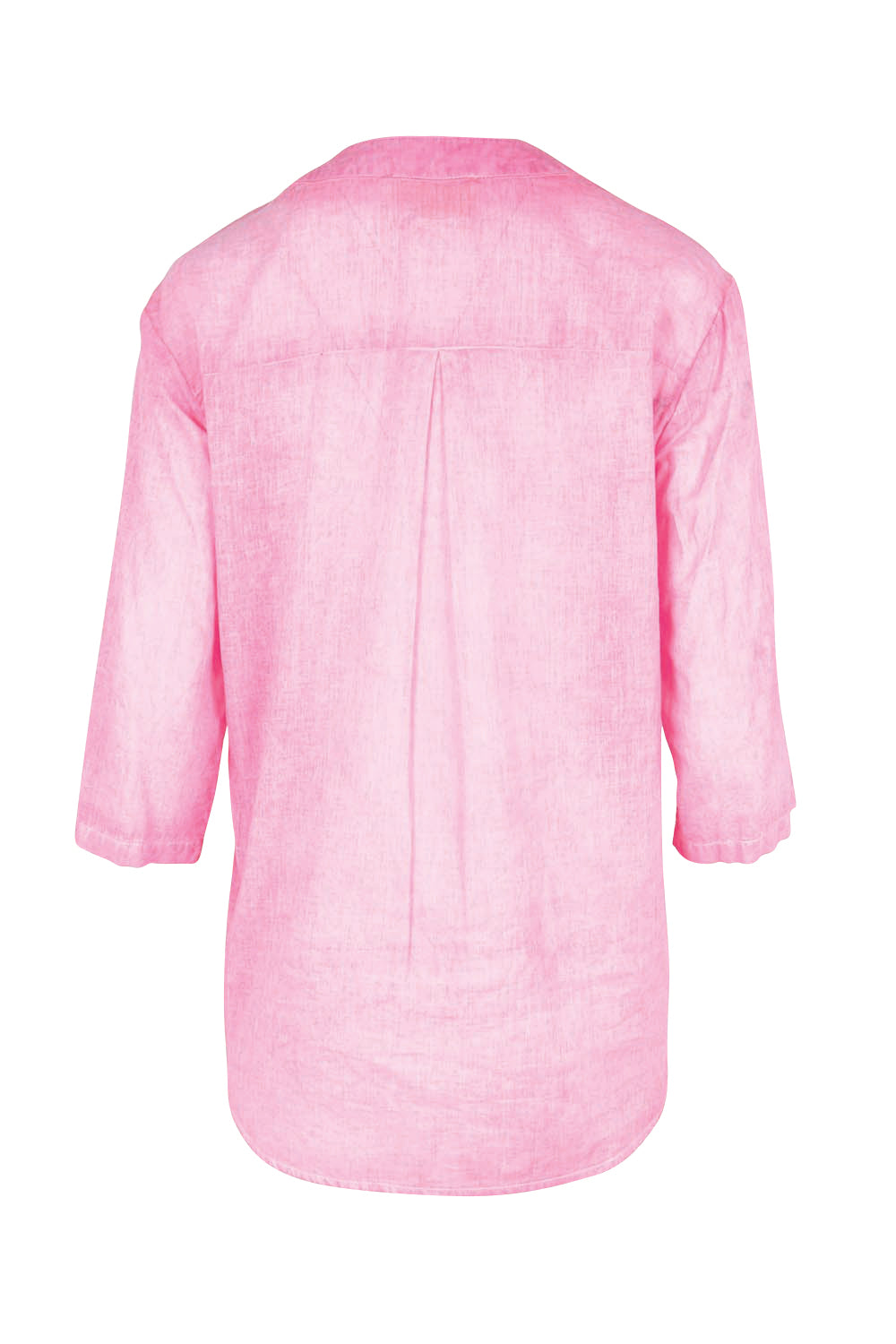 Product shot of the Cool Ease Embroidered Cotton Shirt – Pink in colour Pink, from the back