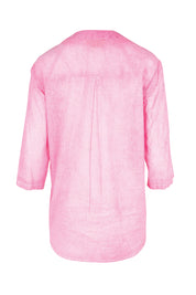 Product shot of the Cool Ease Embroidered Cotton Shirt – Pink in colour Pink, from the back