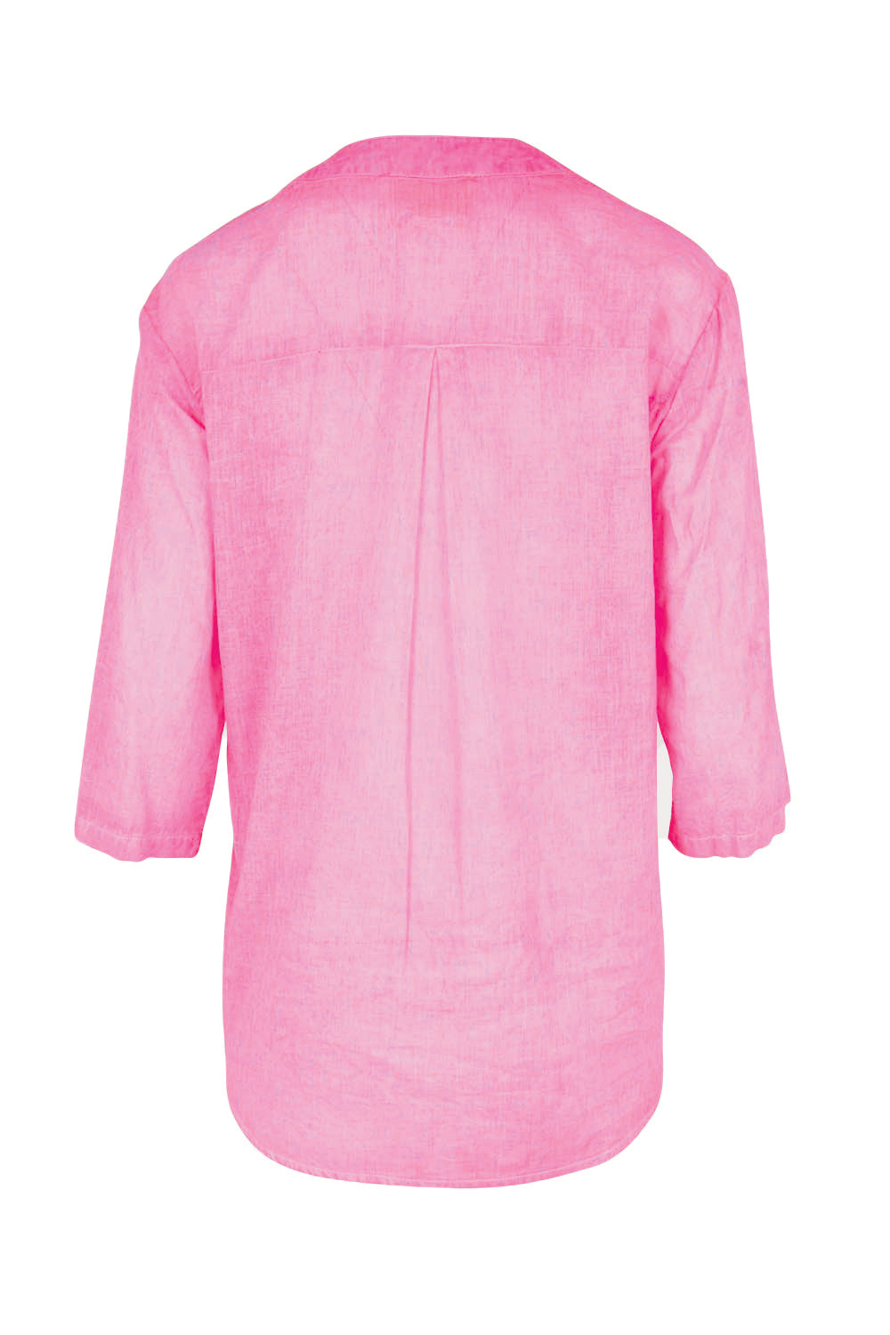 Product shot of the Cool Ease Embroidered Cotton Shirt – Pink in colour Pink, from the back