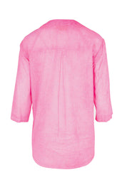 Product shot of the Cool Ease Embroidered Cotton Shirt – Pink in colour Pink, from the back