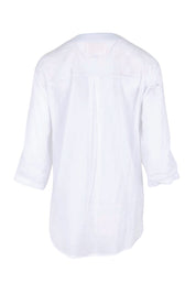 Product shot of the Cool Ease Embroidered Cotton Shirt – White in colour White, from the back
