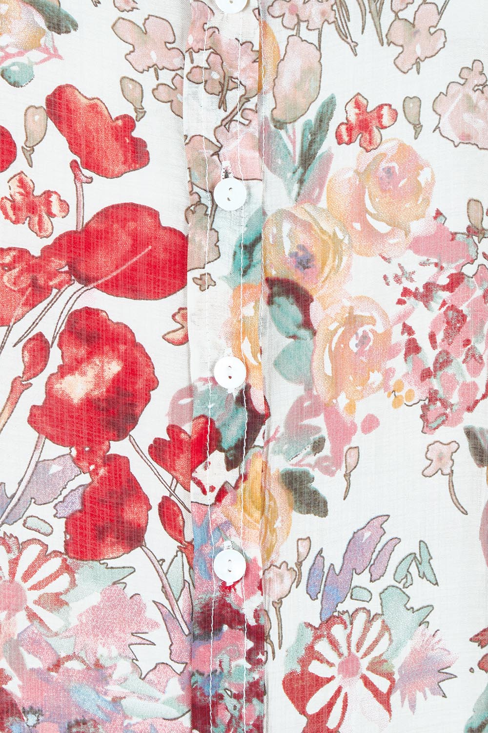 Product shot of the Garden Glory Tab Sleeve Shirt in colour Pinkfleur, detail