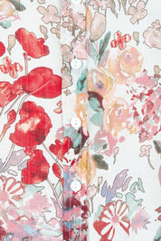 Product shot of the Garden Glory Tab Sleeve Shirt in colour Pinkfleur, detail