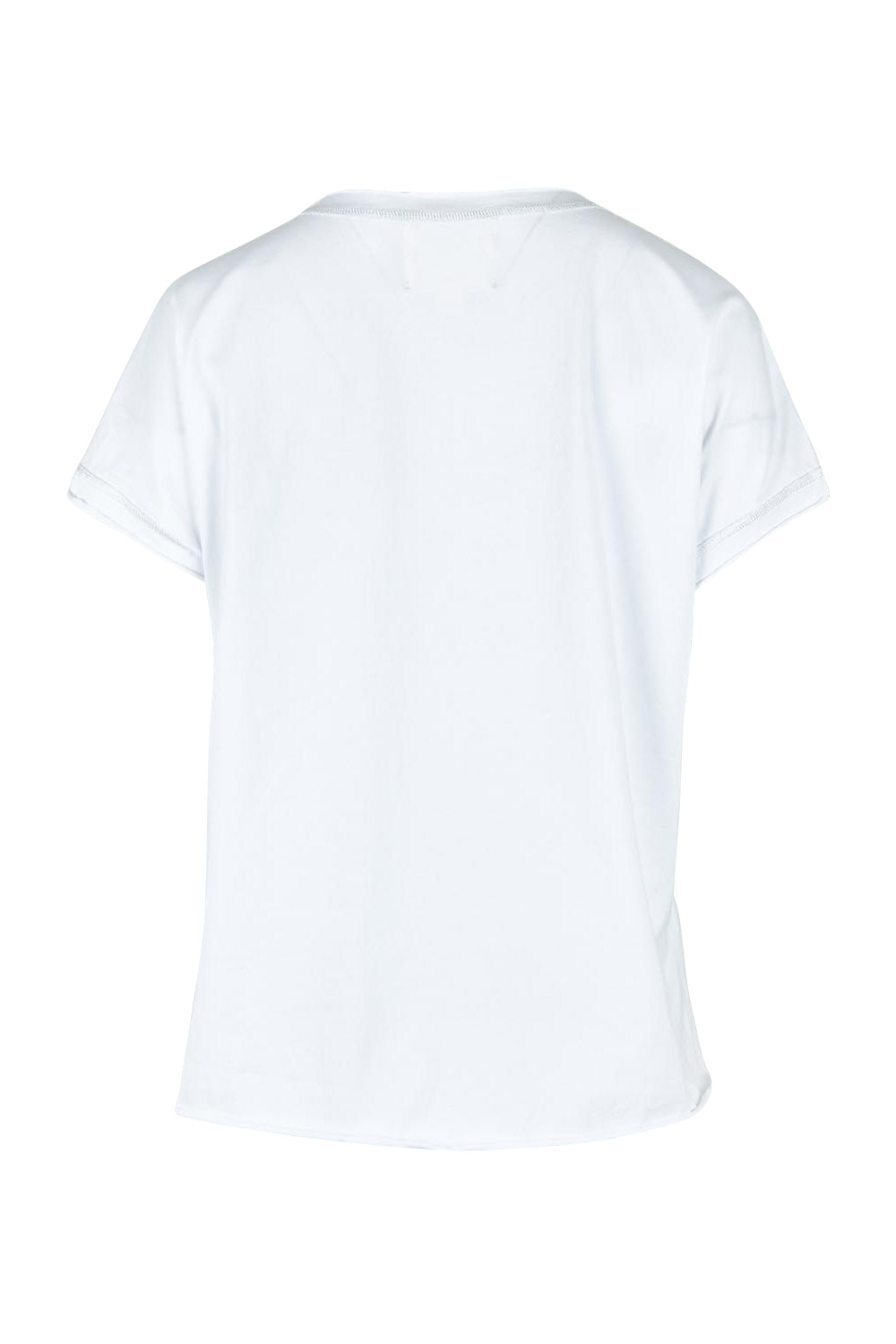 Product shot of the Go To Contrast Back Linen Top in colour White (White), from the back