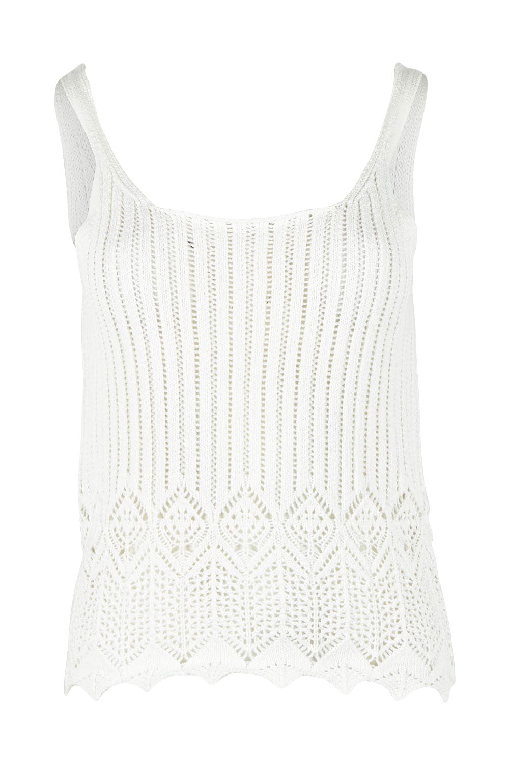 Product shot of the You Are My Sunshine Cotton Blend Knit Tank in colour Milk (White), from the front