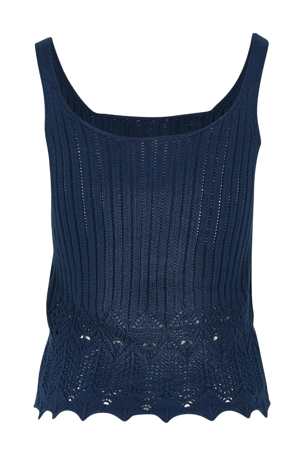 Product shot of the You Are My Sunshine Cotton Blend Knit Tank in colour Navy (Blue), from the back