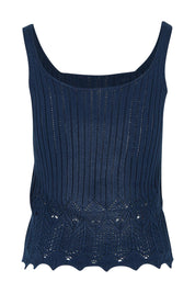 Product shot of the You Are My Sunshine Cotton Blend Knit Tank in colour Navy (Blue), from the back