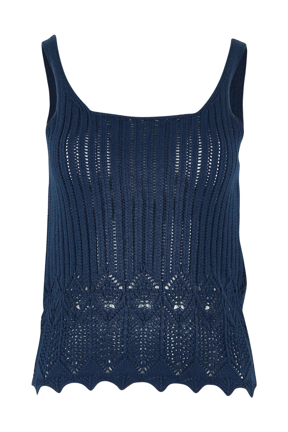 Product shot of the You Are My Sunshine Cotton Blend Knit Tank in colour Navy (Blue), from the front