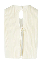 Product shot of the Summer Loving Cotton Knit Open Back Vest in colour Cream, from the back