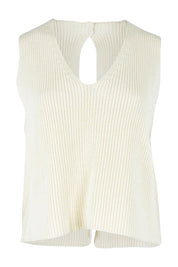 Product shot of the Summer Loving Cotton Knit Open Back Vest in colour Cream, from the front