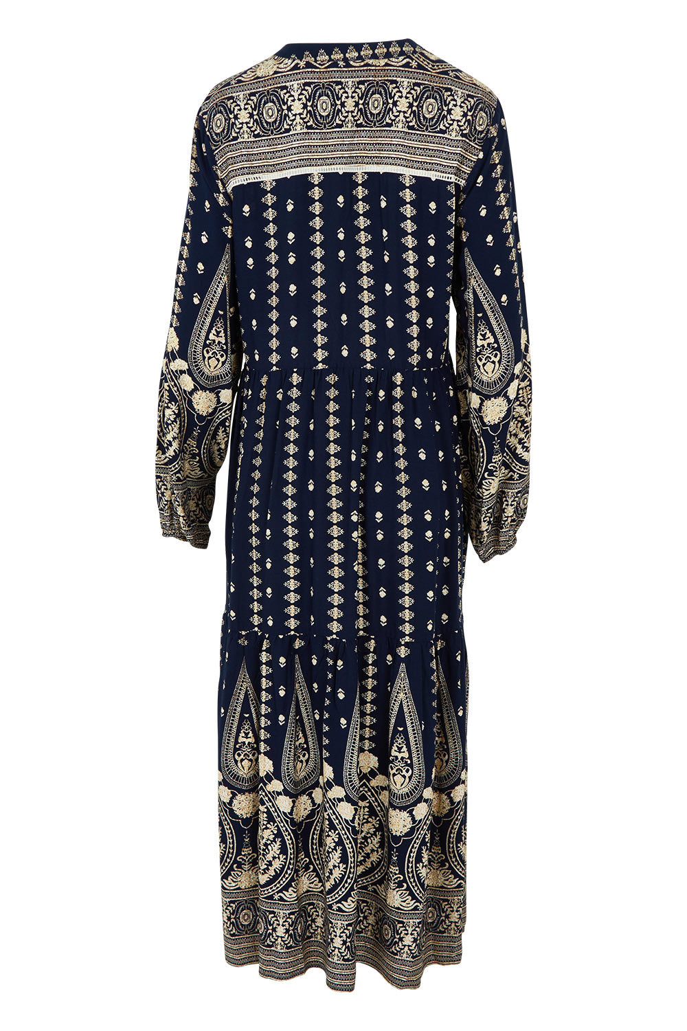 Product shot of the Dreaming Of You Maxi Dress in colour Navy (Blue), from the back