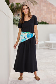 Model Tegand wearing size 10 of the Casual Saturday Dress - Black in colour Black, from the front