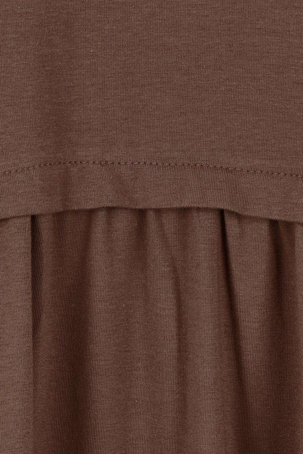 Product shot of the Casual Saturday Dress - Chocolate in colour Chocolate, showing detail