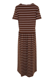 Product shot of the Casual Saturday Dress – Chocstripe in colour Chocstripe, from the back