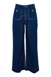Product shot of the Always There For Me Pocket Detail Denim Jeans in colour Denim (Blue), from the front