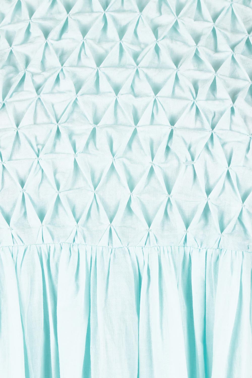 Product shot of the Summer Breeze Smocked Cotton Dress in colour Sky (Blue), detail