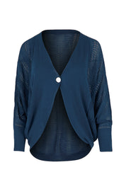 Product shot of the Summer Haze Cardigan – Denim in colour Denim, from the front