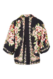 Product shot of the Floral Affair Shirt in colour Blkfleur (Black), from the back