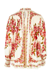 Product shot of the Floral Affair Blouse in colour Creamfleur (Pink), from the back