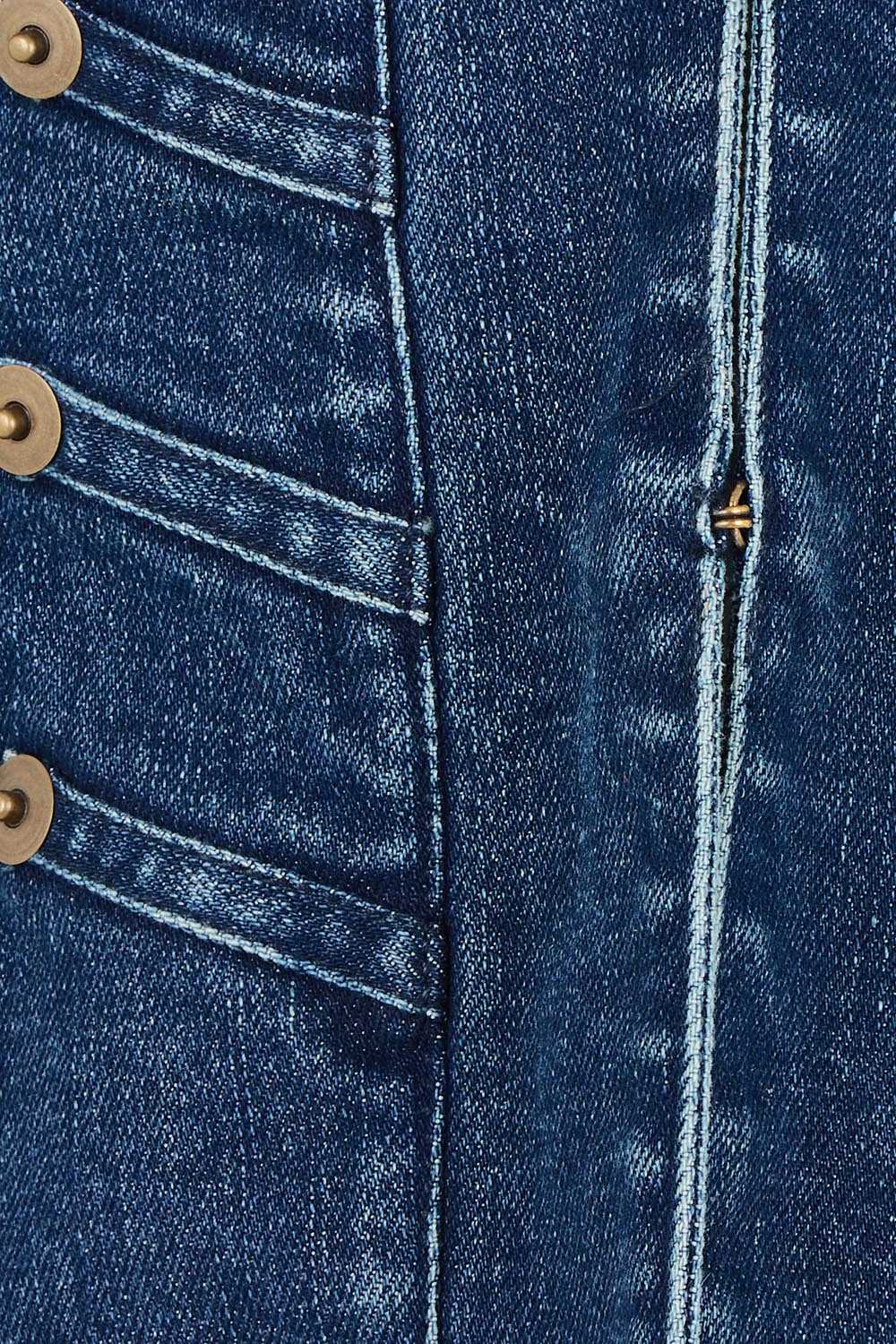 Product shot of the You Have My Attention Denim Jacket in colour Denim (Blue), detail