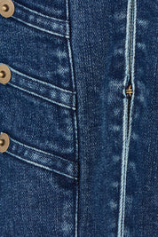 Product shot of the You Have My Attention Denim Jacket in colour Denim (Blue), detail