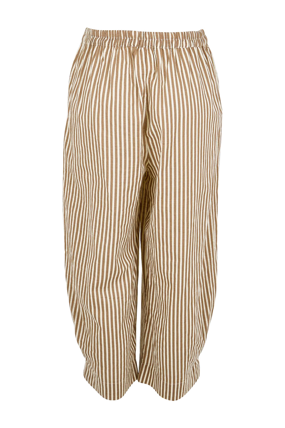 Product shot of the Beach Wandering Cotton Pants – Chocstripe in colour Chocstripe, from the back