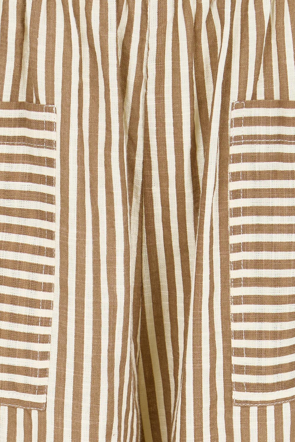 Product shot of the Beach Wandering Cotton Pants – Chocstripe in colour Chocstripe, showing detail