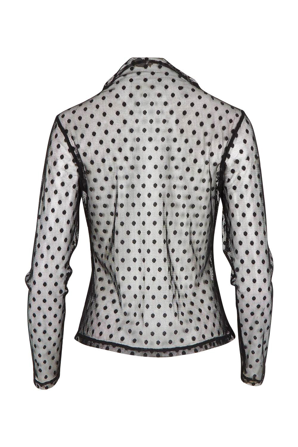 Product shot of the Layer Me Up Lace Mesh Long Sleeve Top in colour Black (Black), from the back