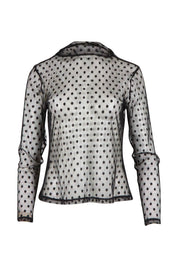 Product shot of the Layer Me Up Lace Mesh Long Sleeve Top in colour Black (Black), from the front