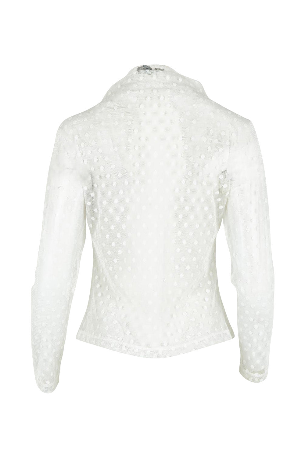 Product shot of the Layer Me Up Lace Mesh Long Sleeve Top in colour White (White), from the back