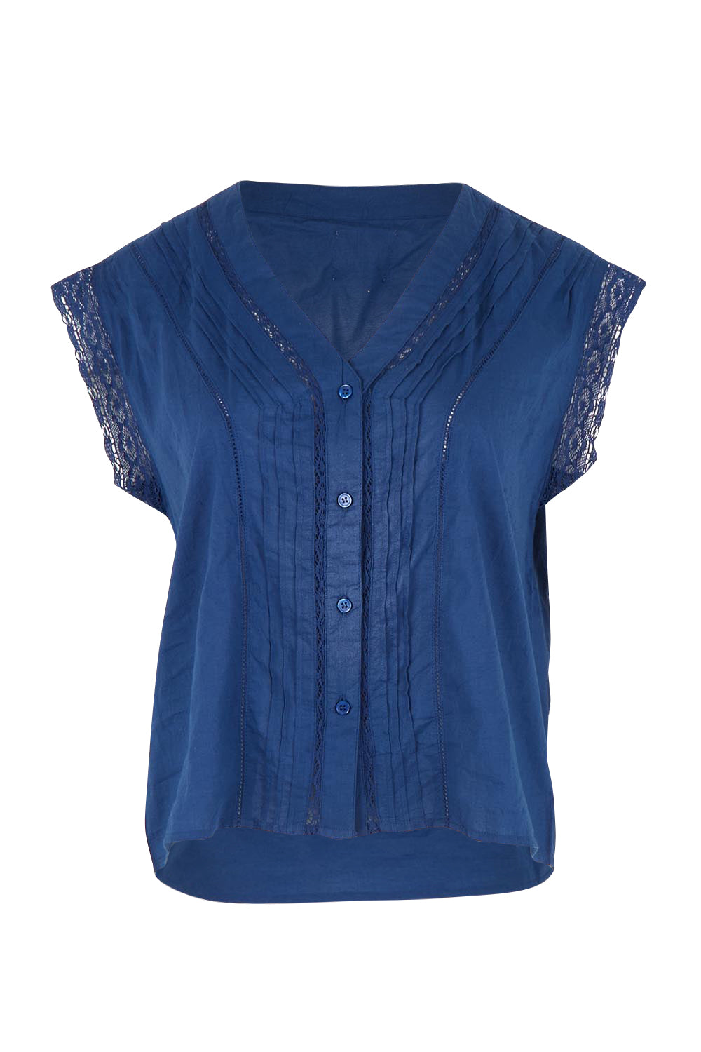 Product shot of the Sweet Memories Cotton Blouse in colour Blue (Blue), from the front